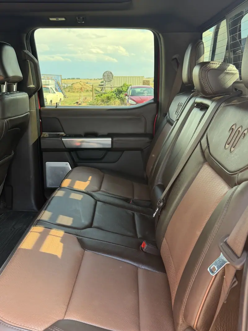 Ford pickup rear leather bench seat after a full interior detail